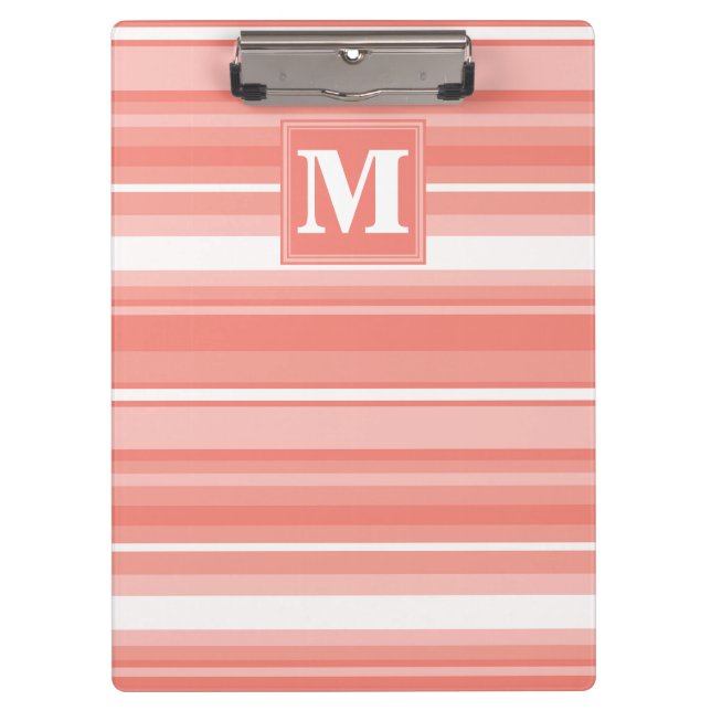 Monogram coral stripes clipboard (Front)