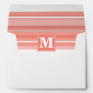 Monogram coral stripes envelopes