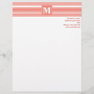 Monogram coral stripes letterhead