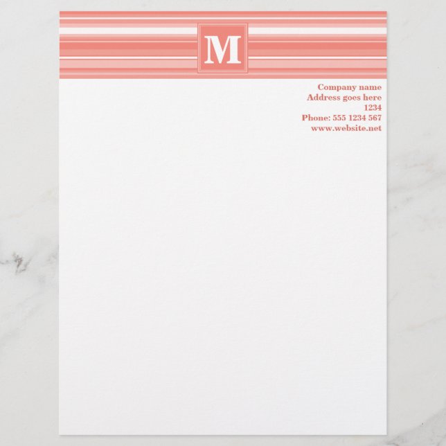 Monogram coral stripes letterhead (Front)
