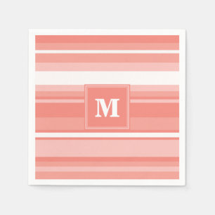 Monogram coral stripes napkin