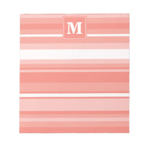Monogram coral stripes notepad