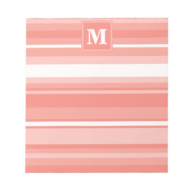 Monogram coral stripes notepad (Front)