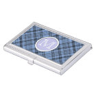 Monogram Cornflower Blue Plaid Businesscard Holder
