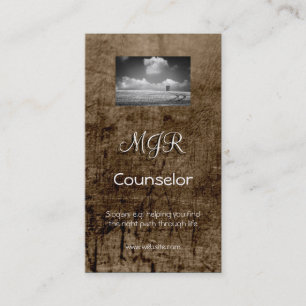 Monogram, Counselling Services, leather-effect Business Card