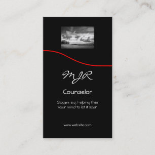 Monogram, Counselling Services, red swoosh Business Card
