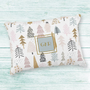 Monogram Country Christmas Trees 16"x12" Accent Pi Decorative Cushion