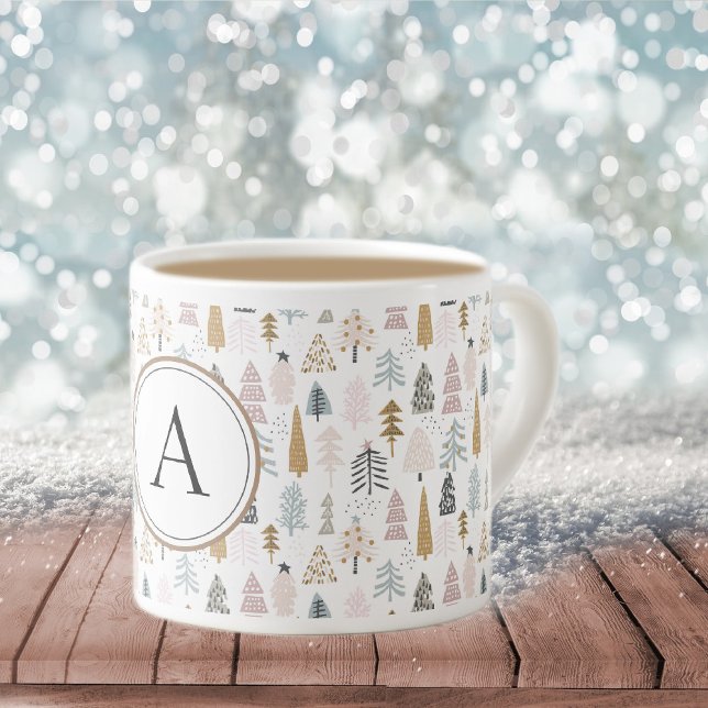 Monogram Country Christmas Trees 6oz Espresso Cup (Creator Uploaded)