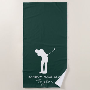 Monogram Country Club Name Personalised Green Beach Towel