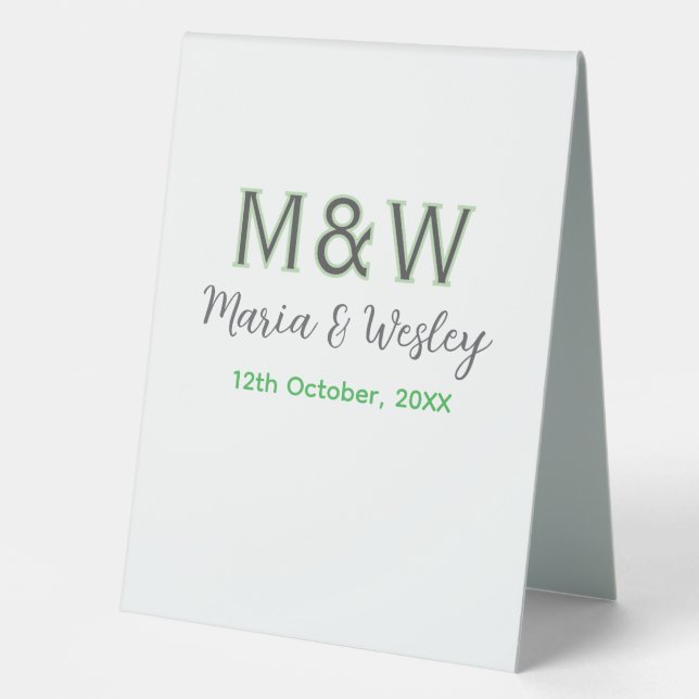 Monogram couple grey green modern romantic date si (Front)