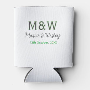 Monogram couple grey green modern romantic date si can cooler