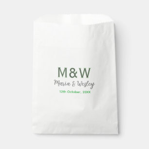 Monogram couple grey green modern romantic date si favour bags
