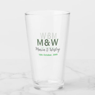 Monogram couple grey green modern romantic date si glass