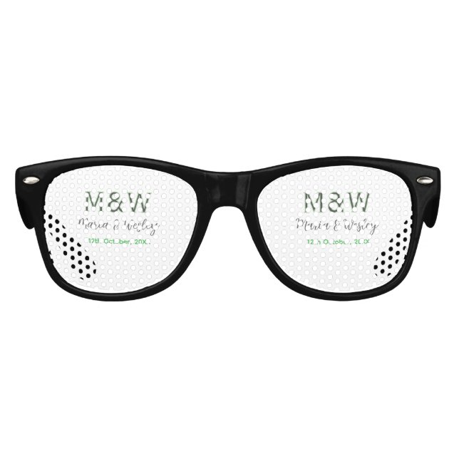 Monogram couple grey green modern romantic date si kids sunglasses (Front)