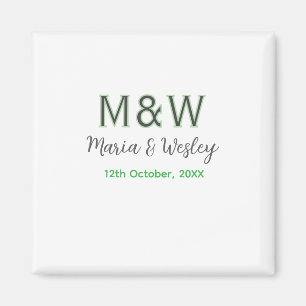 Monogram couple grey green modern romantic date si magnet
