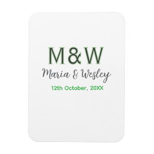 Monogram couple grey green modern romantic date si magnet