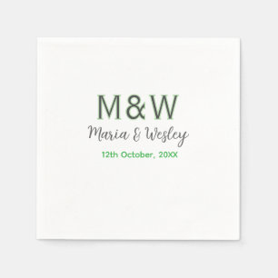 Monogram couple grey green modern romantic date si napkin