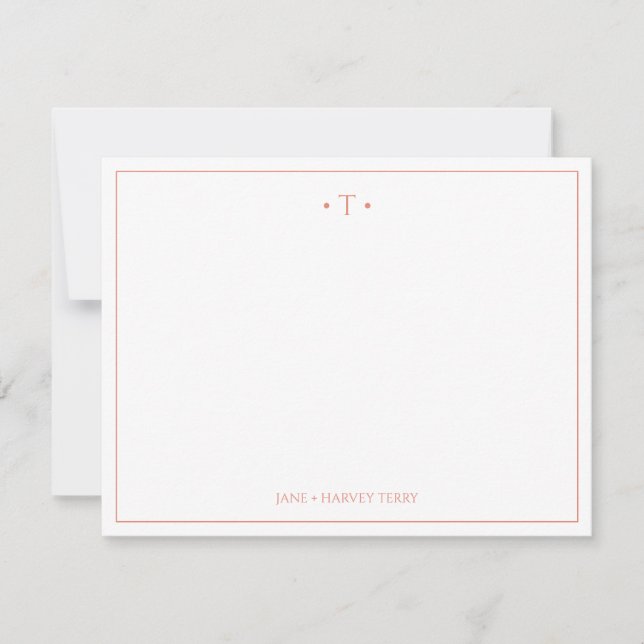 Monogram Couple Initials Coral Custom Wedding Card (Front)