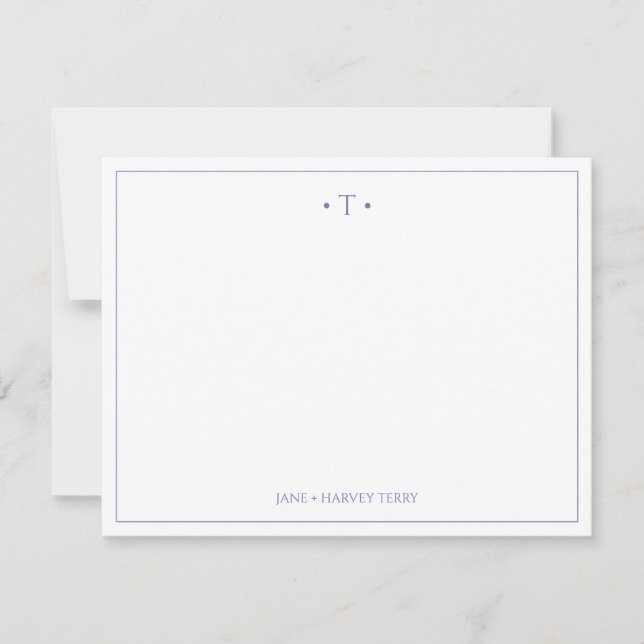 Monogram Couple Initials Lavender Custom Wedding Card (Front)