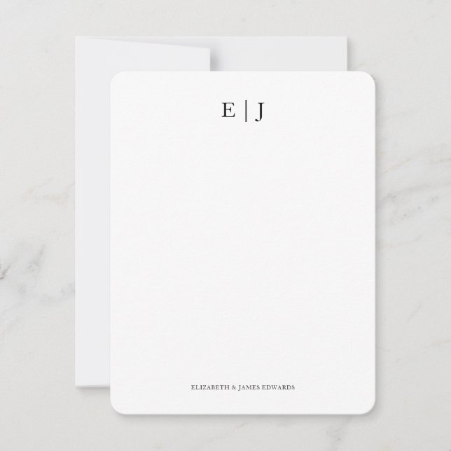 Monogram Couple Initials Thank You Card (Front)