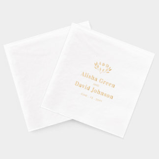 Monogram Couples Name Custom Wedding  Foil Napkins