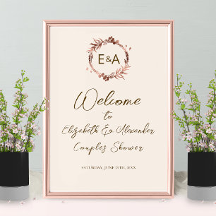 Monogram Couples Shower Welcome Sign Board