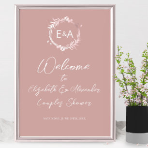 Monogram Couples Shower Welcome Sign Board