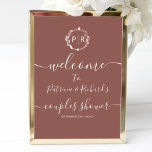 Monogram Couples Shower Welcome Sign Foam Board<br><div class="desc">A simple chic foliage faux foil monogram terracotta couples shower welcome sign foam board. Easy to personalise with your details. Modern boho couples shower welcome sign foam board editable, customisable, calligraphy handwritten font, simple, elegant. CUSTOMIZATION: If you need design customisation, please contact me through chat; if you need information about...</div>