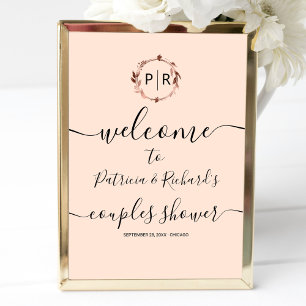 Monogram Couples Shower Welcome Sign Foam Board