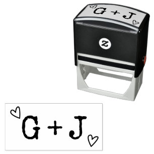Monogram Couples Typewriter Text Wedding Self-inking Stamp