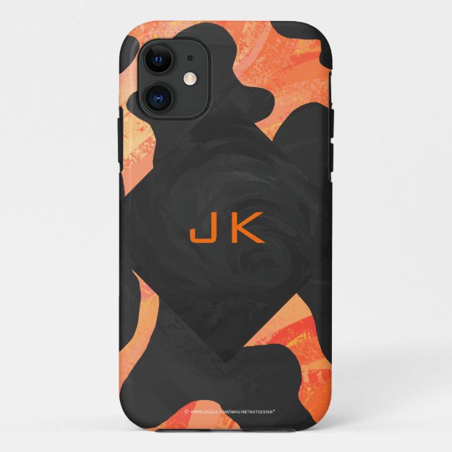 Monogram Cow Black and Orange Print Case-Mate iPhone Case (Back)