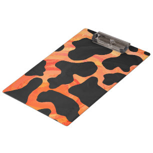 Monogram Cow Black and Orange Print Clipboard