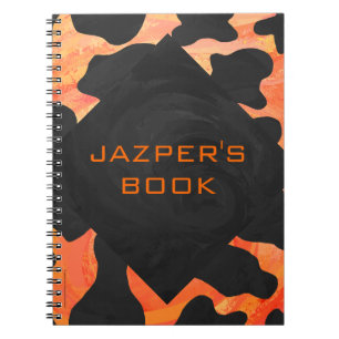 Monogram Cow Black and Orange Print Notebook