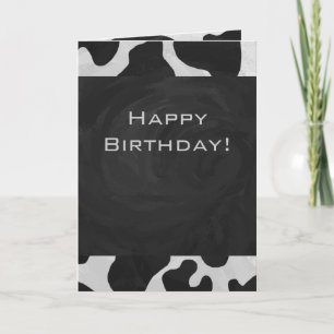 Monogram Cow Black and White Card