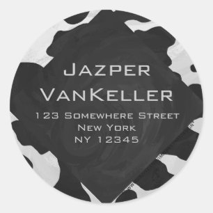 Monogram Cow Black and White Classic Round Sticker