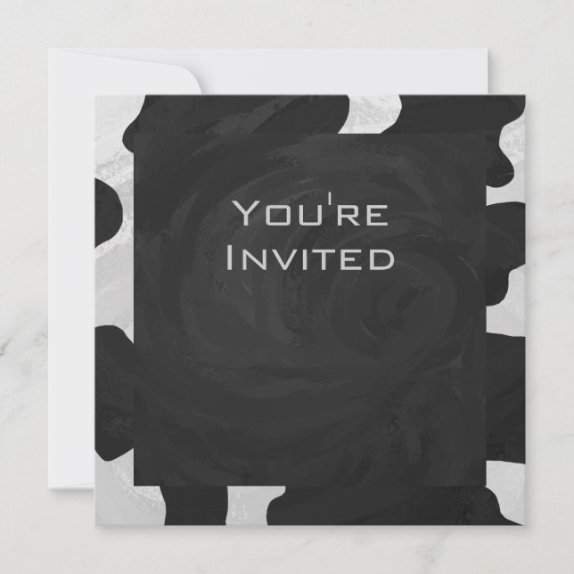Monogram Cow Black and White Invitation (Front)