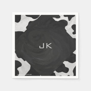 Monogram Cow Black and White Napkin