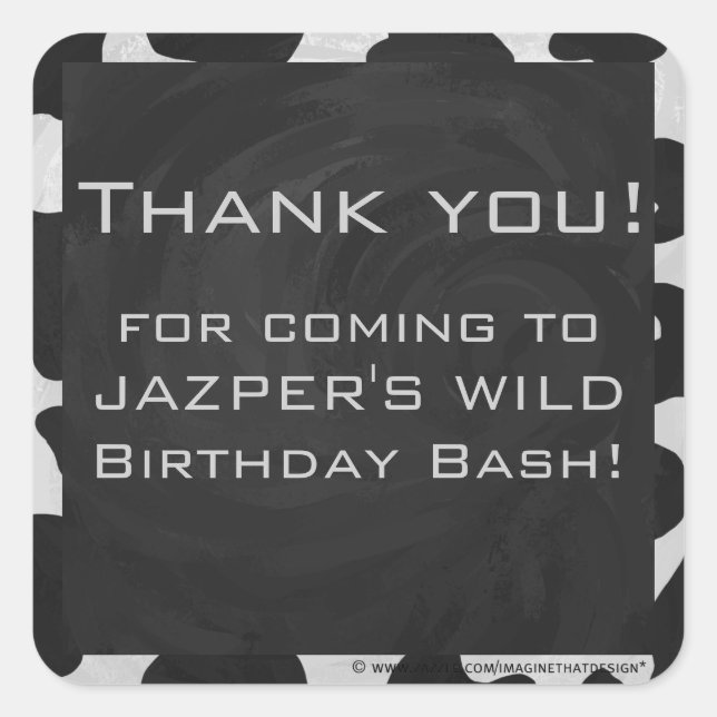 Monogram Cow Black and White Square Sticker (Front)