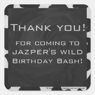 Monogram Cow Black and White Square Sticker