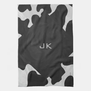 Monogram Cow Black and White Tea Towel