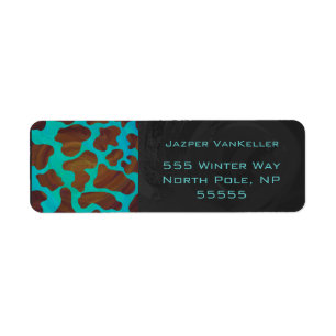 Monogram Cow Brown and Teal Print