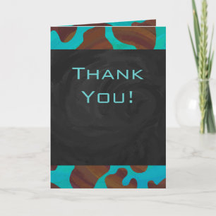 Monogram Cow Brown and Teal Print Card
