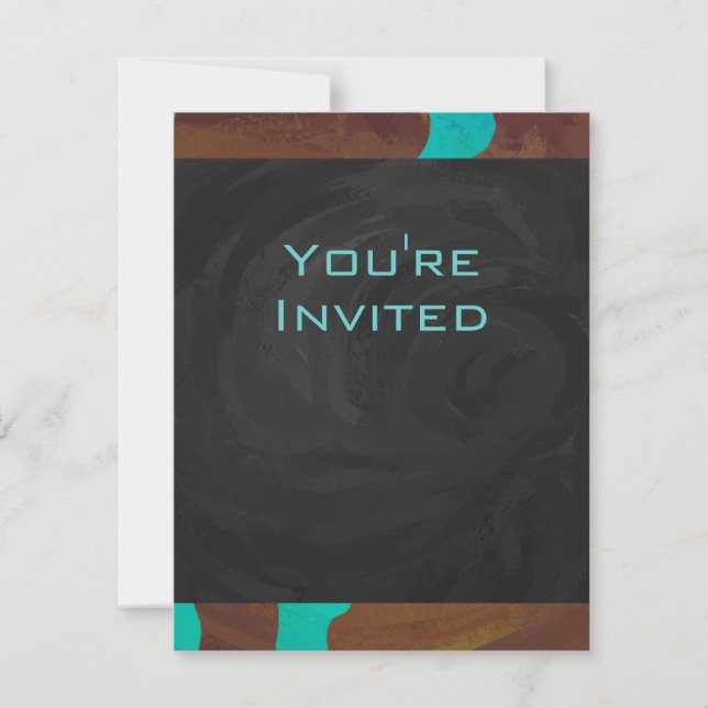 Monogram Cow Brown and Teal Print Invitation (Front)