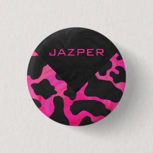 Monogram Cow Hot Pink and Black Print 3 Cm Round Badge