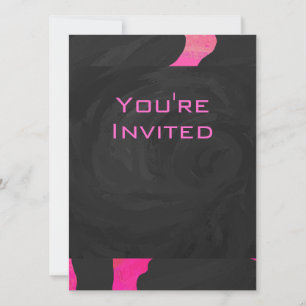 Monogram Cow Hot Pink and Black Print Invitation