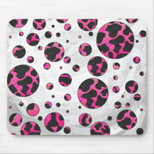 Monogram Cow Hot Pink and Black Print Mouse Mat