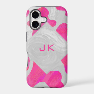 Monogram Cow Hot Pink and White Print