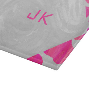 Monogram Cow Hot Pink and White Print Cutting Board