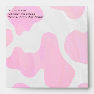 Monogram Cow Hot Pink and White Print Envelope