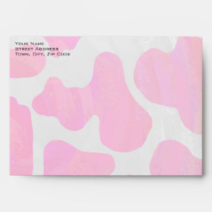 Monogram Cow Hot Pink and White Print Envelopes